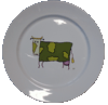 Assiette plate Contemporain Une vache verte