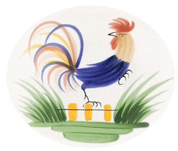 Plat Diviseur (Peint Main) Coq Neige